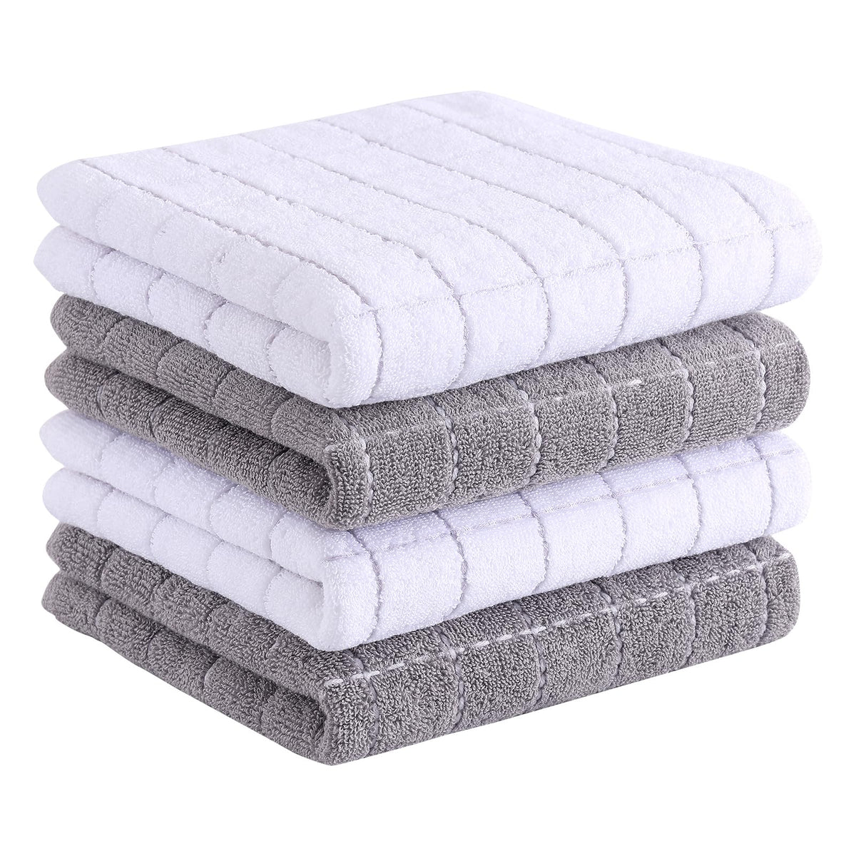 Homaxy 100% Cotton Terry Kitchen Towels, 4 Pack, Black