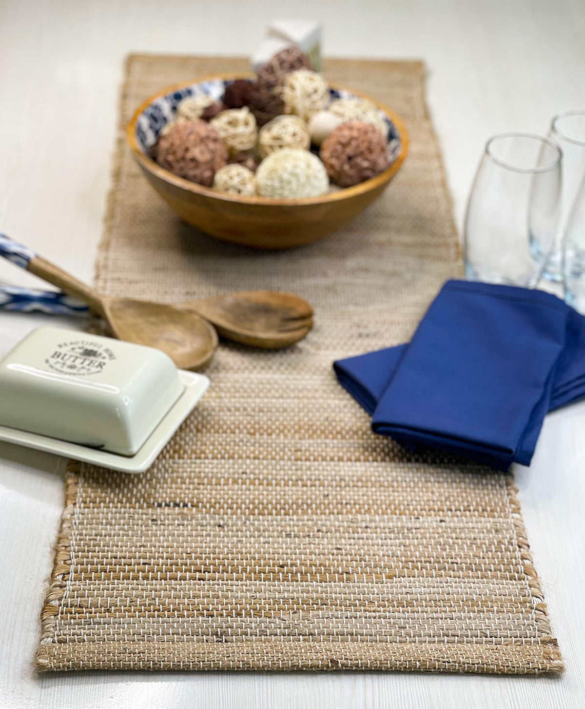 Chardin Home Eco-Friendly Natural Jute/Hemp Placemats 13''x''19, Set of 4 Natural/Beige Table Mats | Perfect for Holidays, Thanksgiving, Christmas, or Everyday Meals