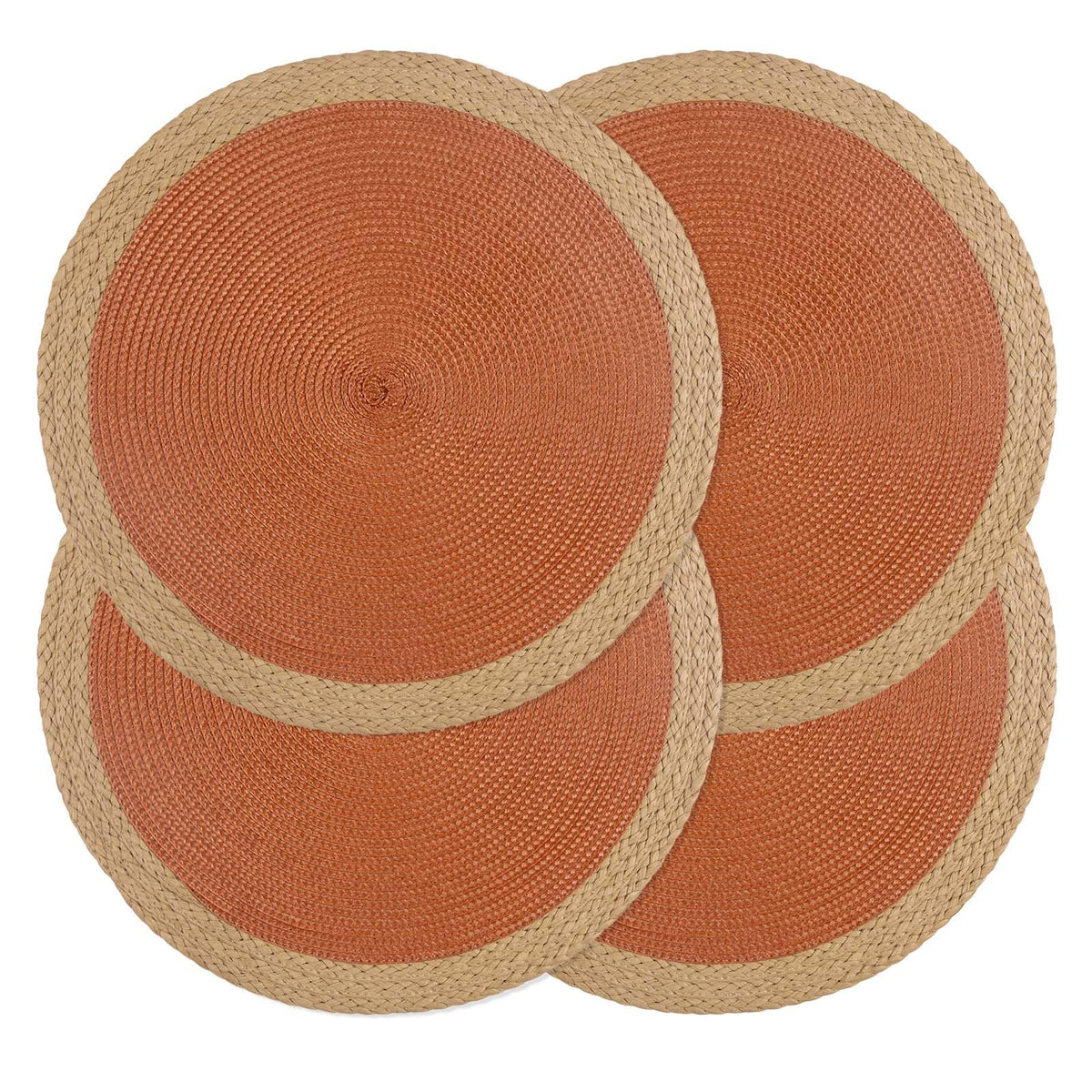 Round Placemats Set of 4, Woven Table Mats, Thin Edge, Black