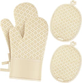 Oven Mitts and Pot Holders 4 Sets, Heat Resistant 500 ℉ Oven Mitt and Pot Holder,Oven Glove&Potholders with Non-Slip Silicone Surface,Kitchen Essentials for Cooking/Baking/BBQ-Red