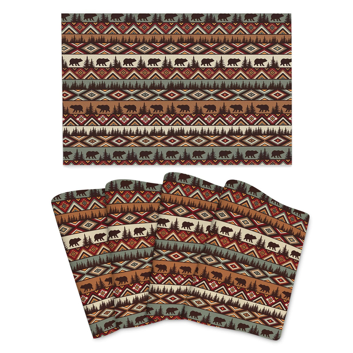 Boho Floral Placemats Set of 4, Colorful Dining Table Mats 12"x18"