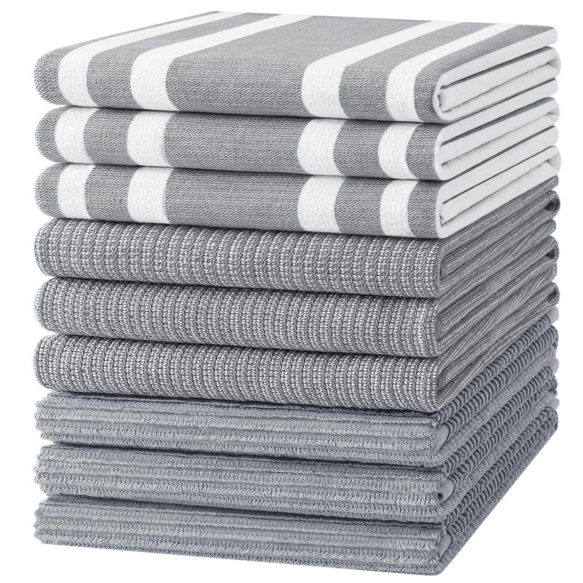 Homaxy Cotton 380 GSM Premium Kitchen Towels, 18"x 28", 6 Pack, Khaki