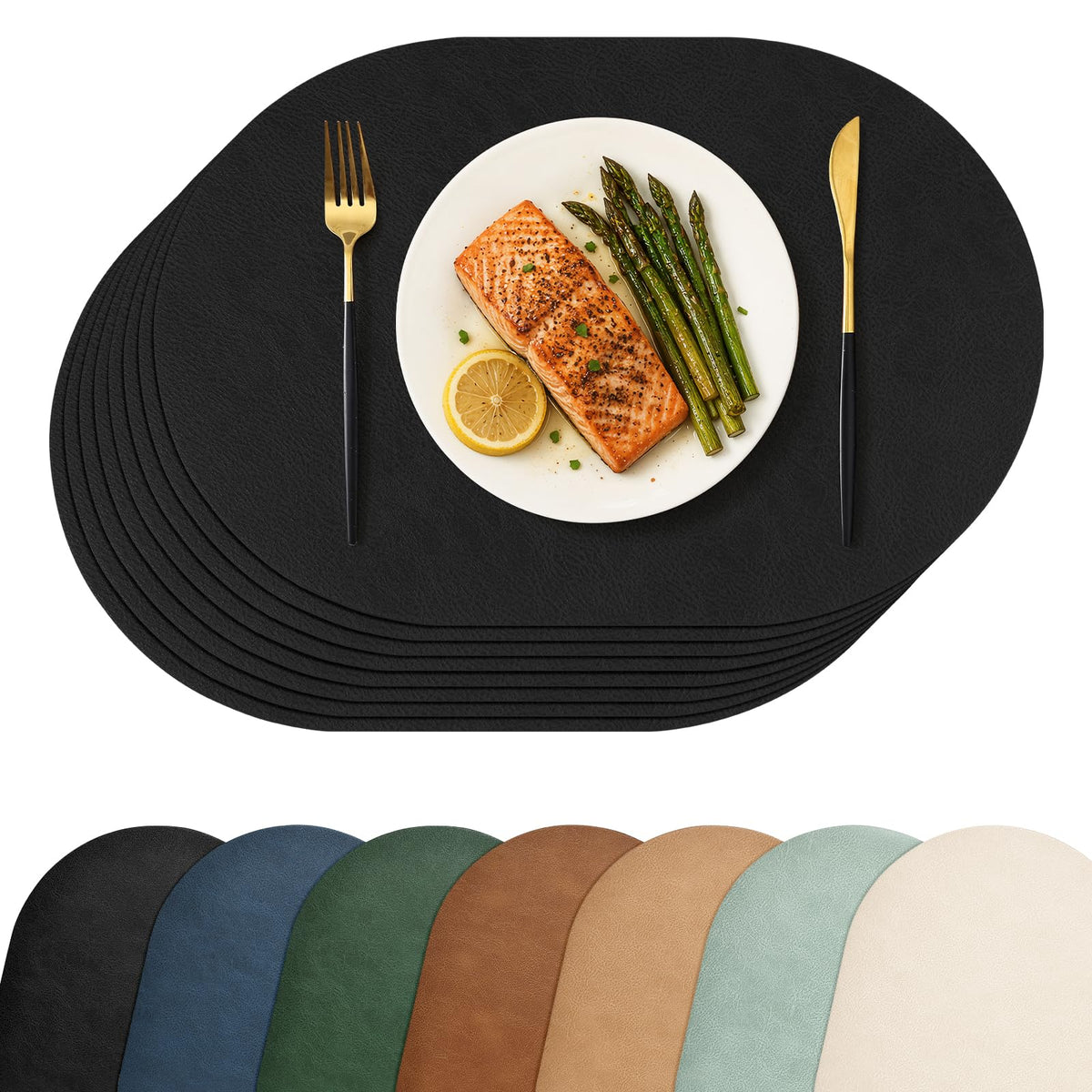 Homaxy Oval Heat Resistant Placemats Set of 6, Reddish Brown