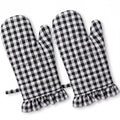 Twistover Ruffle Gingham Oven Mitts 2-Pack Set, Sage Green, 7"x13"