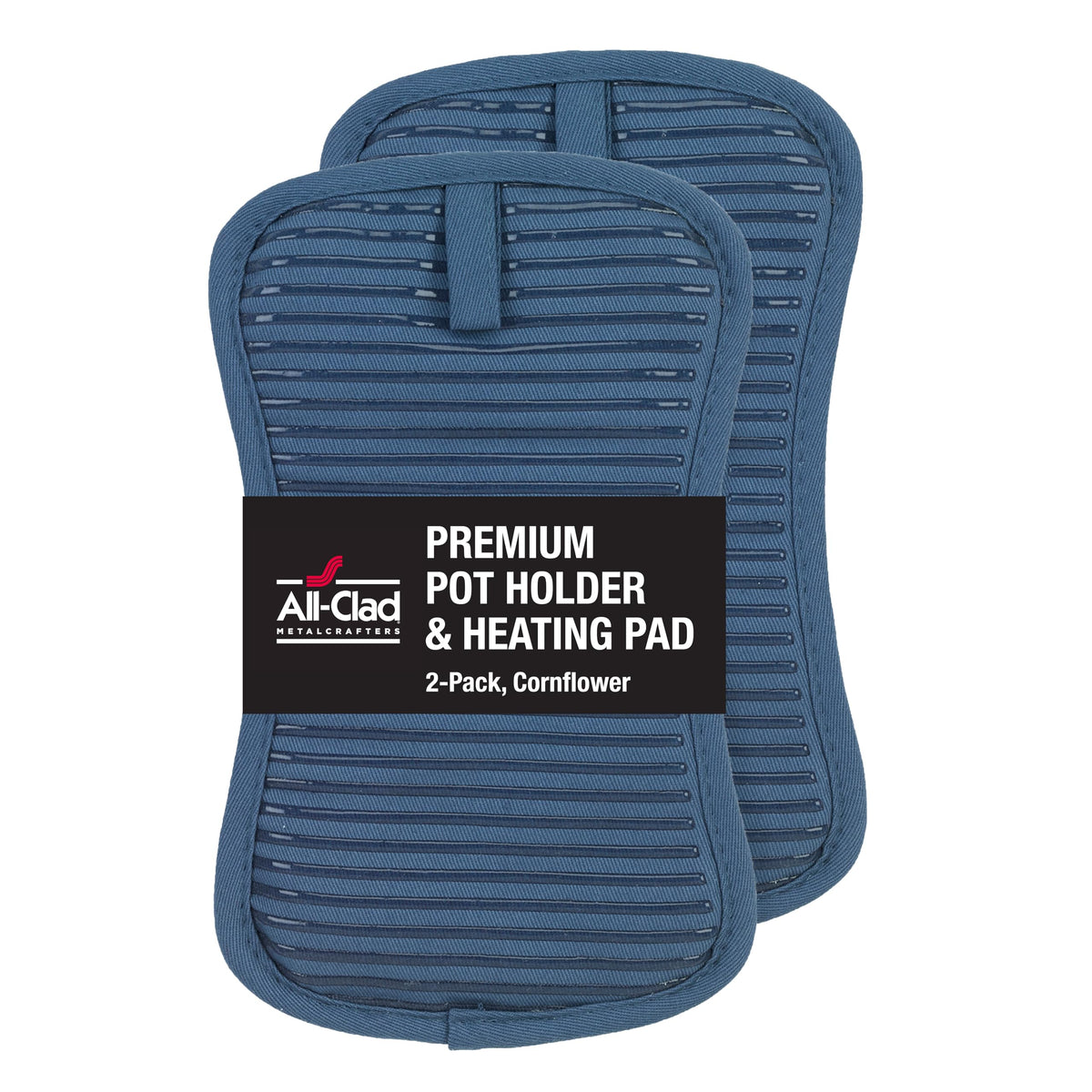 All-Clad Premium Pot Holder & Hot Pad: Heat Resistant to 500 Degrees - 100% Cotton, 10"x6.25" Hot Pad for Kitchen and Barbeque, (2-Pack), Indigo