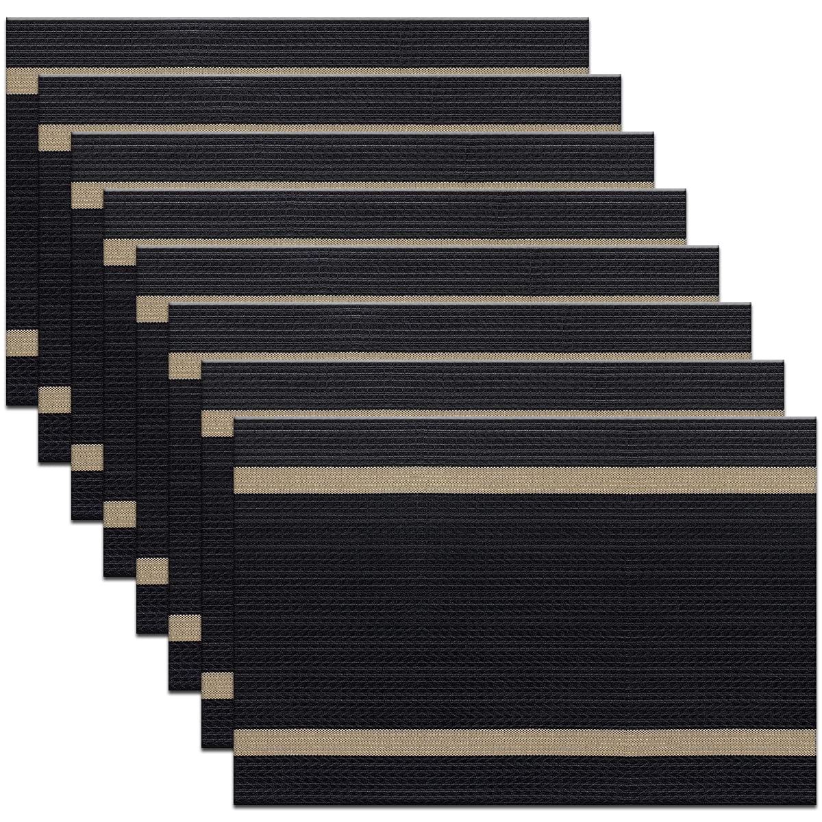PIGCHCY Placemats,Washable Vinyl Woven Table Mats,Elegant Durable Placemats for Dining Table Set of 6 (Bamboo-Brown)