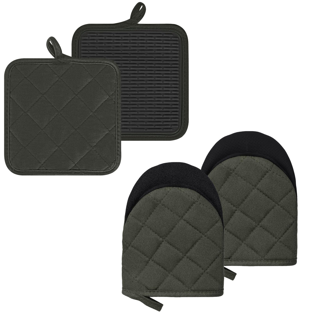 Goldmeet Mini Oven Mitts 2-Pack, 7"x5.5", 500°F Silicone Grip, Gray