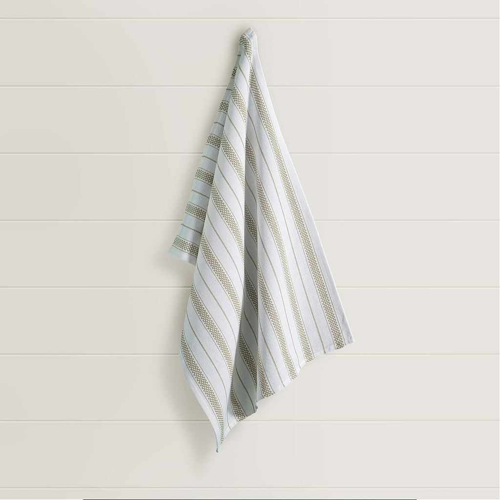 Kitchen Towels Set – Pack of 6 (20’’ x 30’’) Extra Large Premium Cotton Dish Towels for Kitchen – Chain Stripe Towels – Absorbent – 100% Cotton – with Hanging Loop – Beige