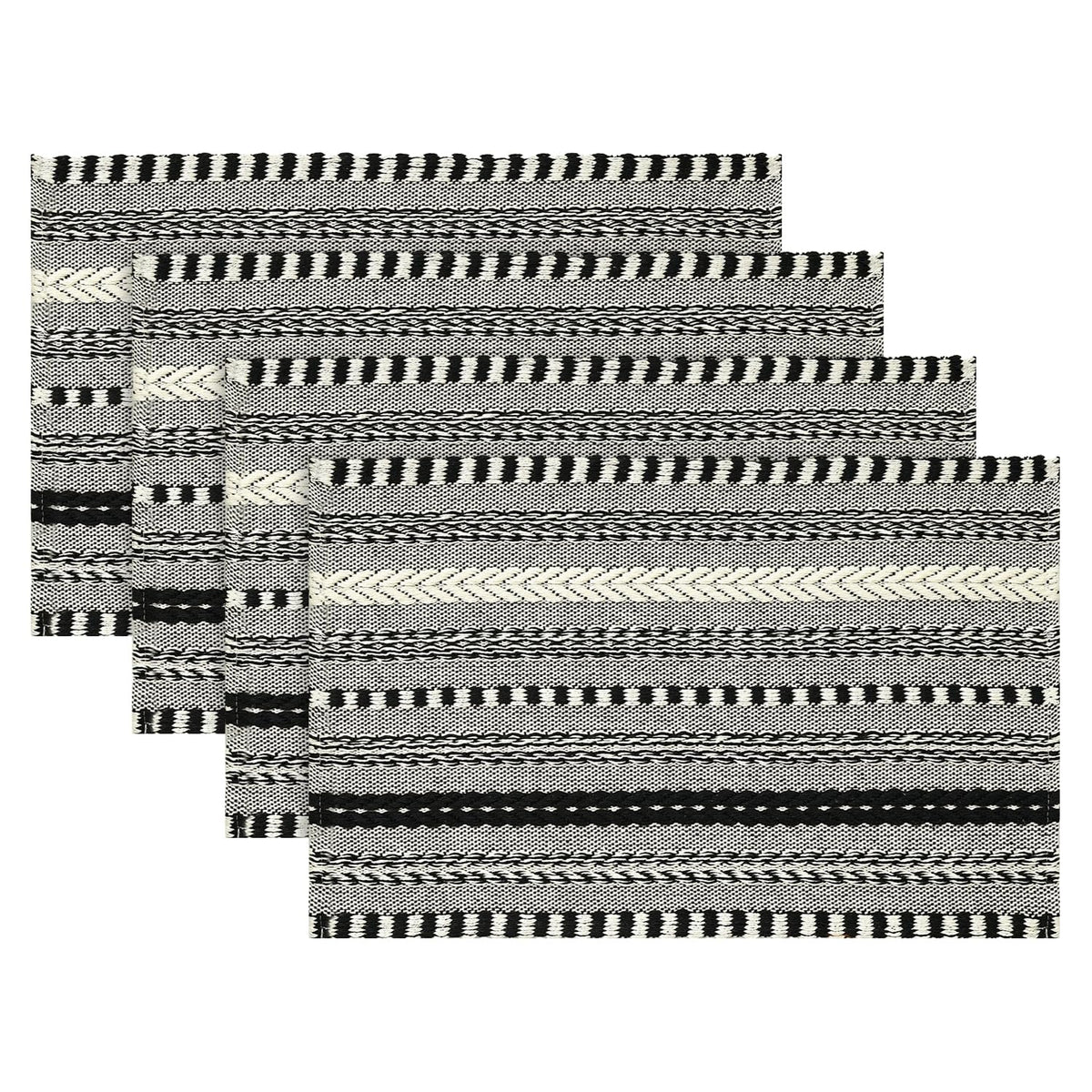 Artoid Mode Caramel Woven Braided Stripe Placemats Set of 4-12x18 Inch