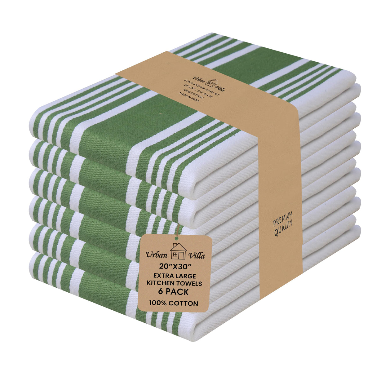 Urban Villa Kitchen Towels Cotton Dish Towels 12”x12” (Set of 8) Grey White