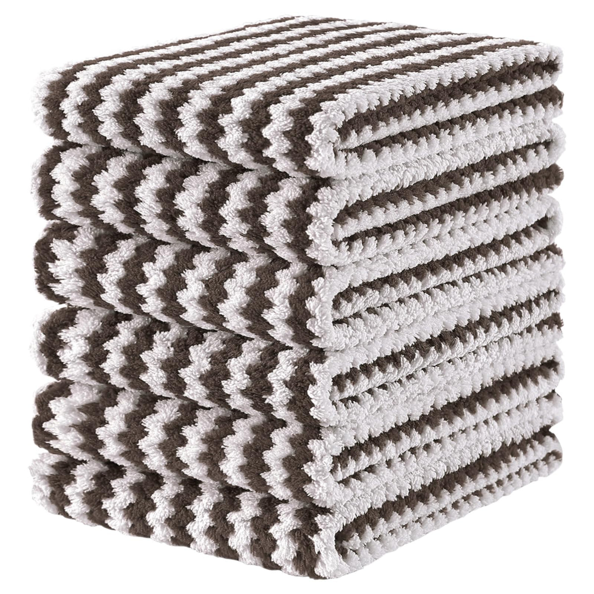 Homaxy 12 Pack Coral Velvet Dish Cloths, 10 x 10 inches, Dark Grey