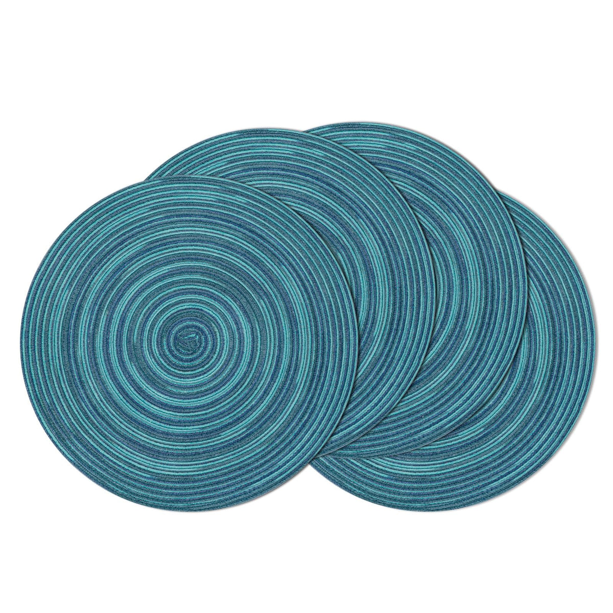 SHACOS Round Braided Placemats Set of 4 Washable Place Mats for Dining Tables 15 inch Non Slip Kitchen Table Mats (Beige, 4)