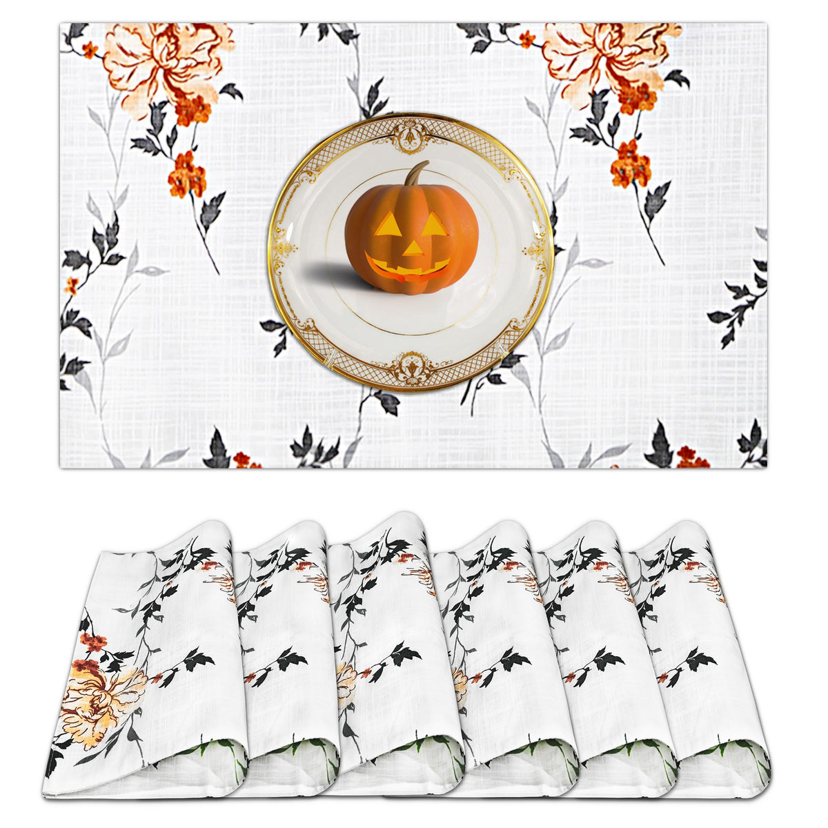 Ruvanti Placemats Set of 6, 100% Cotton Place Mats of 13"x19", Multi Stripe