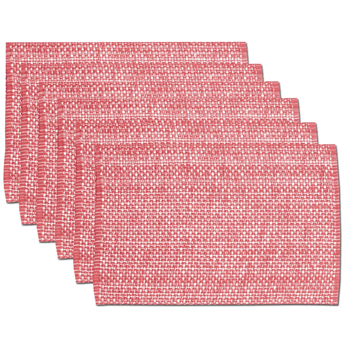 Sweet Home Collection 100% Cotton Placemats for Dining Room Rectangle Two Tone Woven Fabric 13" x 19" Soft Durable Table Mat Set, Set of 4, Rust