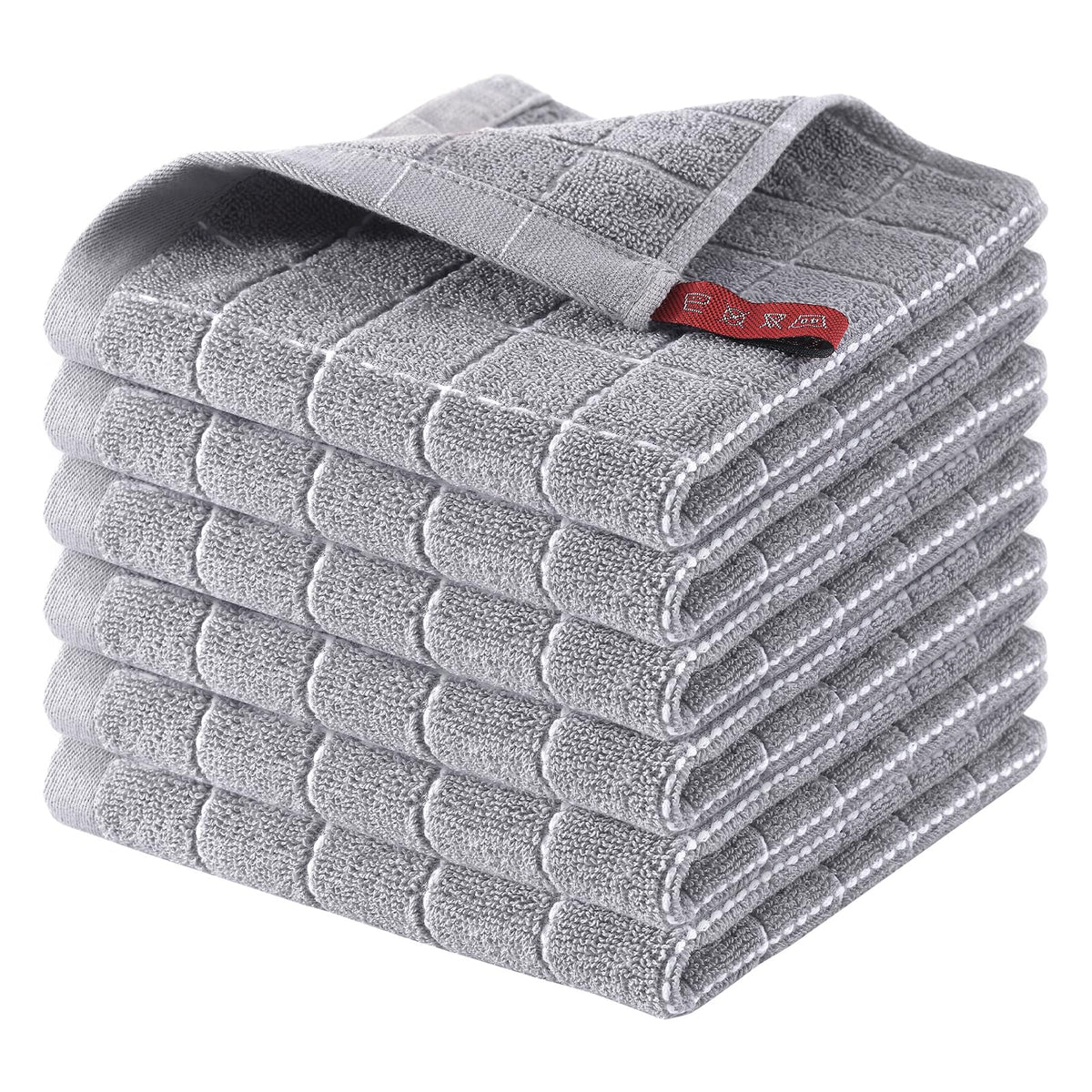 Homaxy 100% Cotton Terry Kitchen Towels, 4 Pack, Black