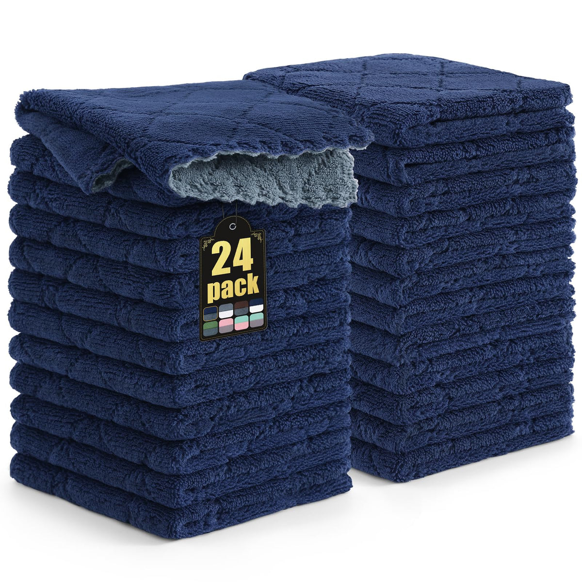 Mordimy 12 Pack Soft and Absorbent Kitchen Cloths, Dark Grey & White