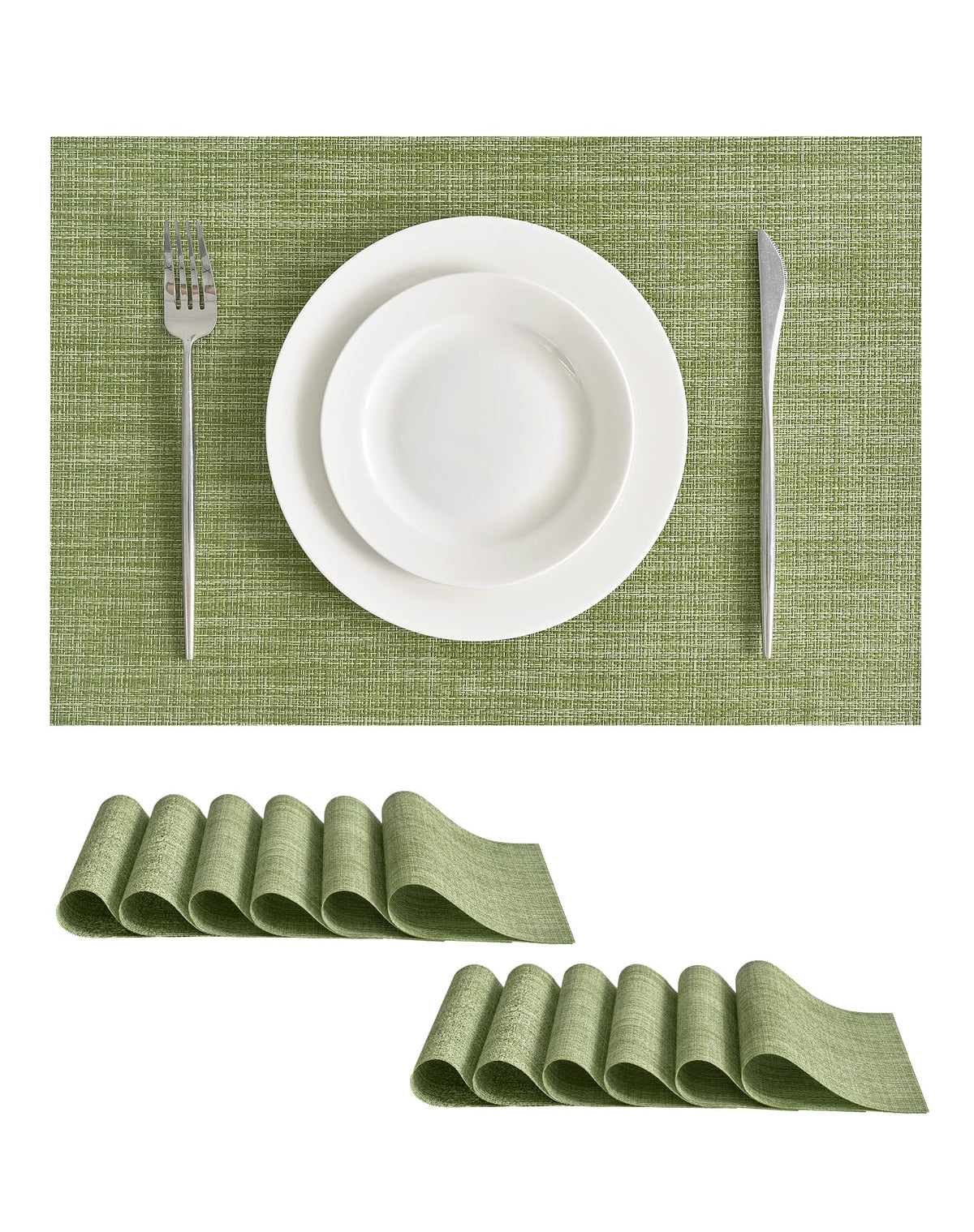 Beige White Placemats Set of 4 - Heat Resistant Non-Slip Place mats for Dining Table, Washable Durable PVC Vinyl Woven Table Mats(Beige White, 4)