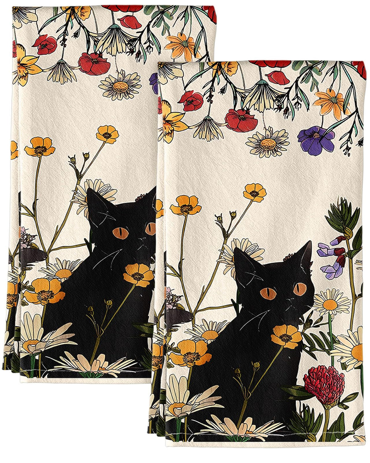 Miss Adola 150GSM Flour Sack Kitchen Towels Set of 2, Vintage Flower