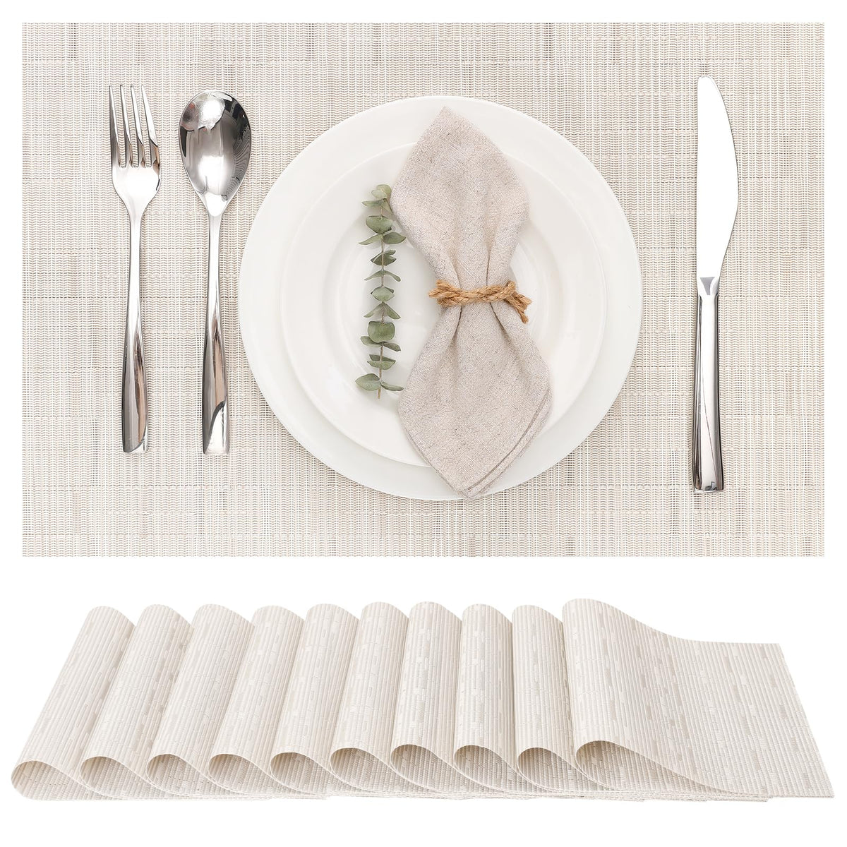 Myir JUN Black Placemats Set of 8 Kitchen and Dining Table Placemats