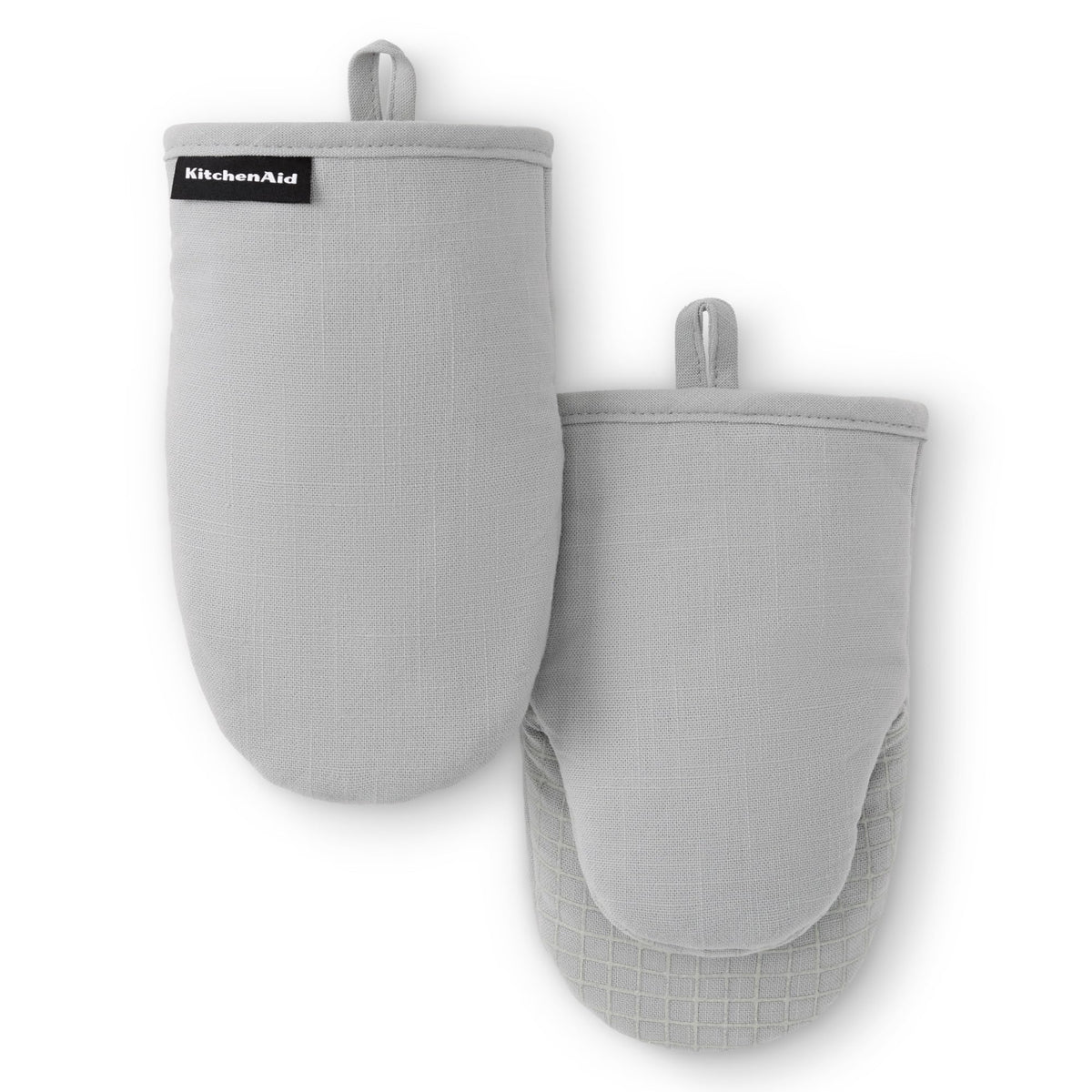 KITCHENAID Gourmet Series Gridlines Mini Oven Mitts 2-Pack Set, Heat Resistant up to 600°F, Soft Silicone Grip, Magnetic Cuff, Passion Red, 5.5"x9"