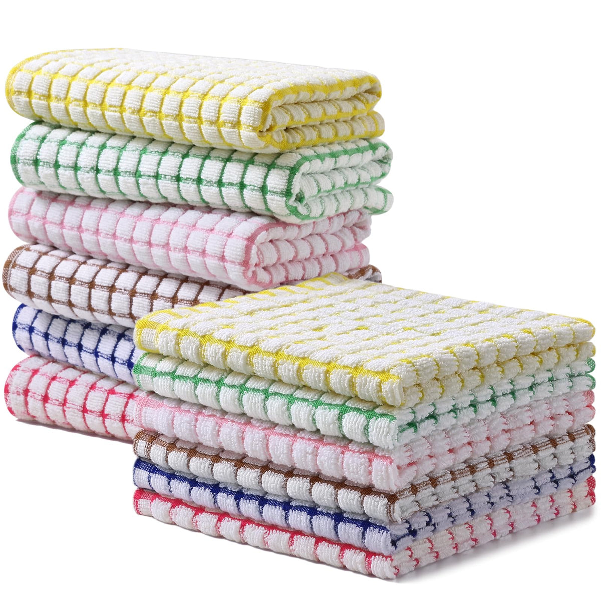 Homaxy Cotton Terry Kitchen Towels and Dishcloths Set of 8, Mixed Color