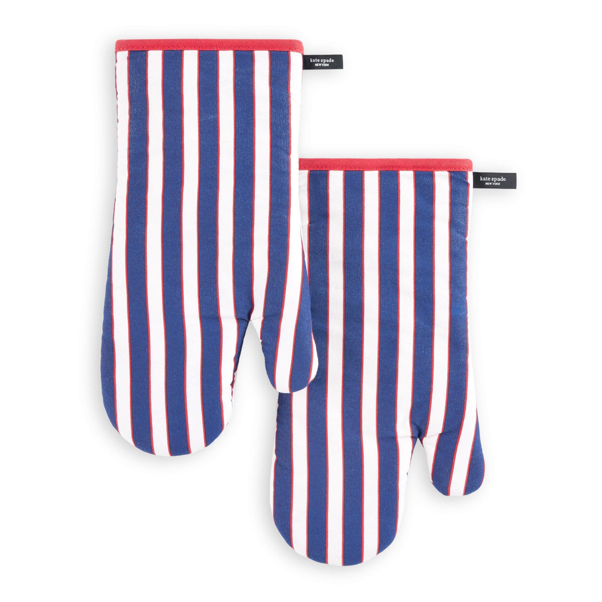 kate spade new york Botanical Stripe Oven Mitt 2-Pack Set, 7" x 13", Green/Pink