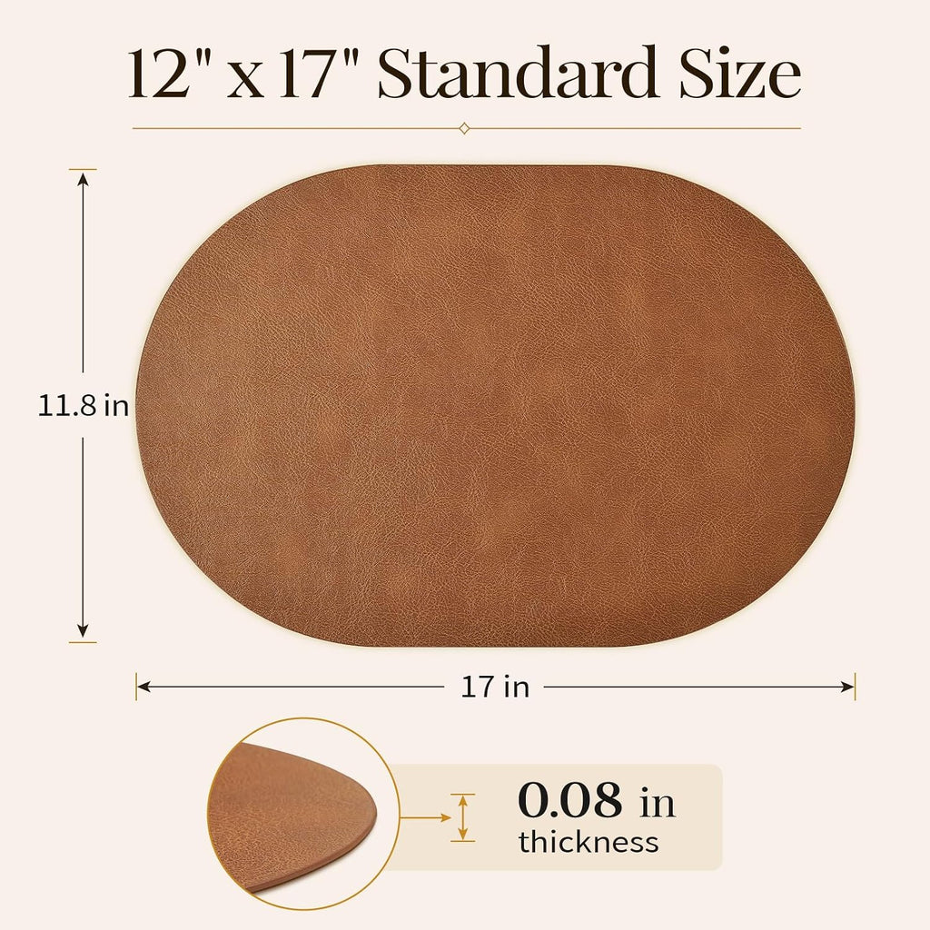Homaxy Oval Heat Resistant Placemats Set of 6, Reddish Brown