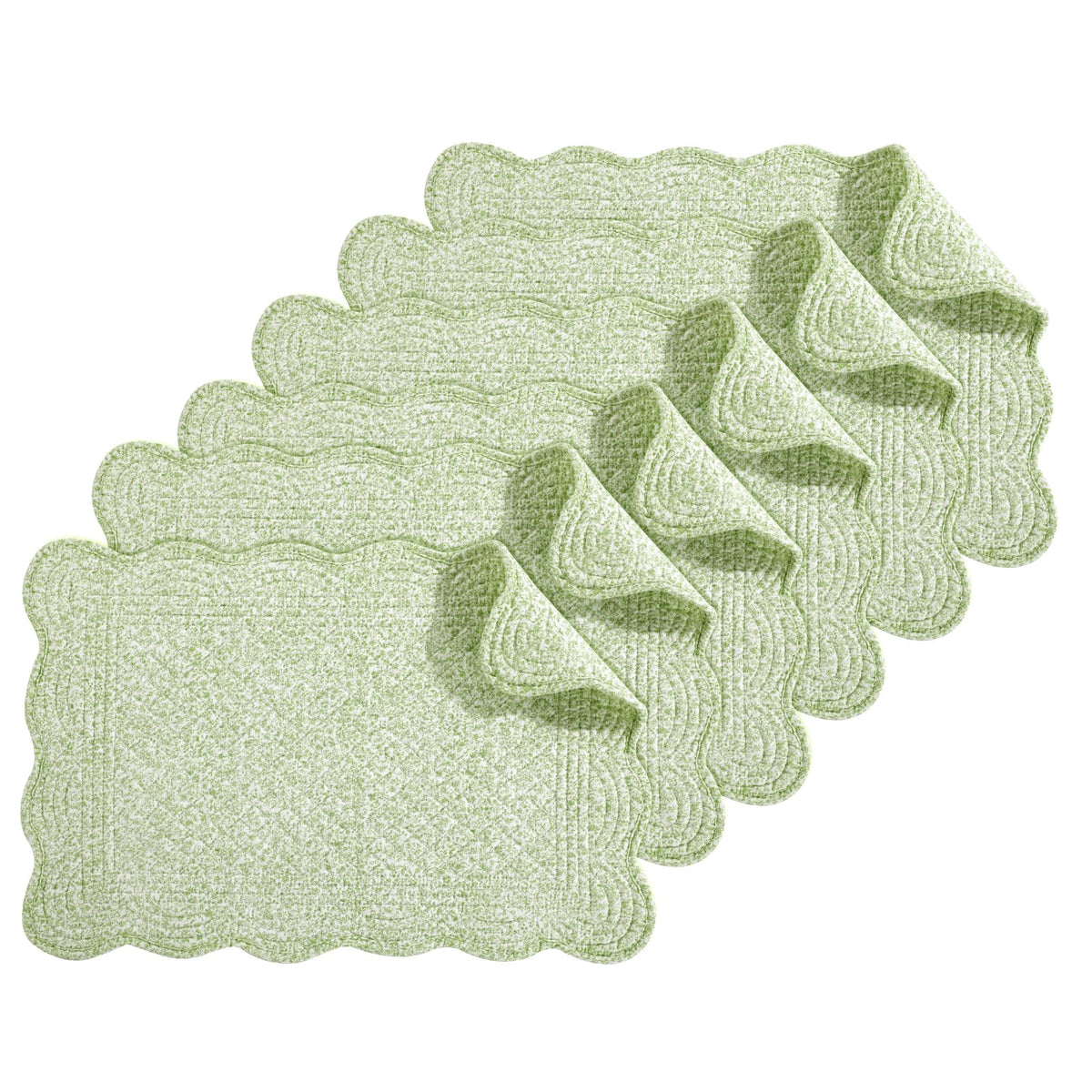 HOMBYS Quilted Placemats Set of 6 Washable-13x18 inches Rectangular Placemats for Kitchen Table-100% Cotton Fabric Rectangular Table Mats, (Light Blue)