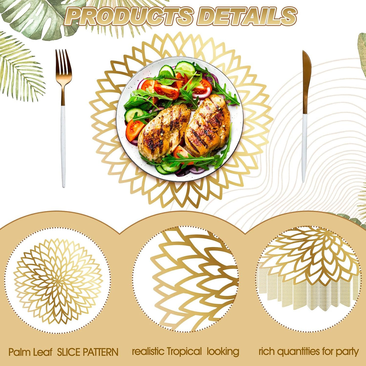 Sinmoe 100 Pcs Disposable Paper Placemats Bulk,Gold,Gradient