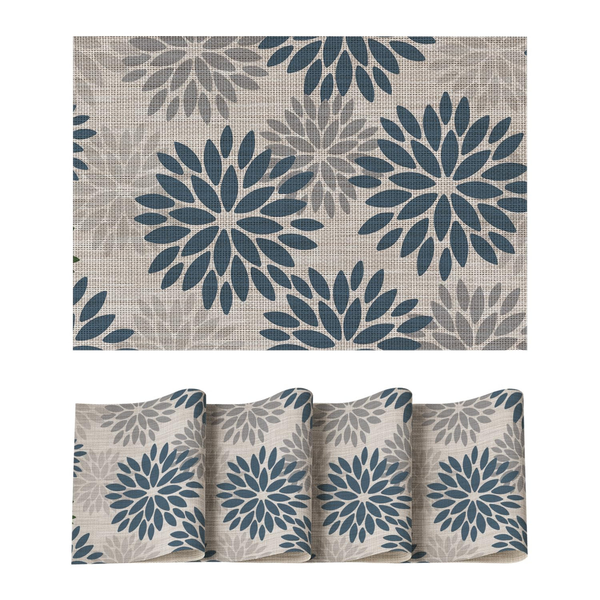 Artoid Mode Floral Vinyl Placemats Set of 4, 12x18 Inch Washable Non-Slip Plastic Vinyl Place Mats for Party Kitchen Dining Decor, Brown