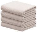 joybest Cotton Kitchen Towels, 4-Pack Waffle Weave Ultra Soft Absorbent Dish Towels Quick Drying Dish Cloths, 18 in x 28 in, Beige