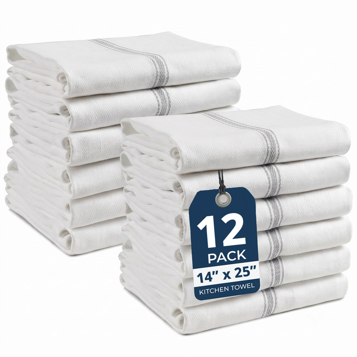 LANE LINEN Dish Towels for Kitchen 100% Cotton Absorbent Lint-Free 6 Pack