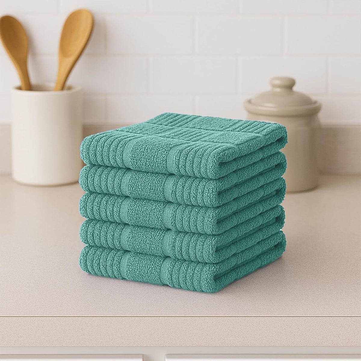 DecorRack 100% Cotton Dish Cloths 12x12 in, Mint (Pack of 10)