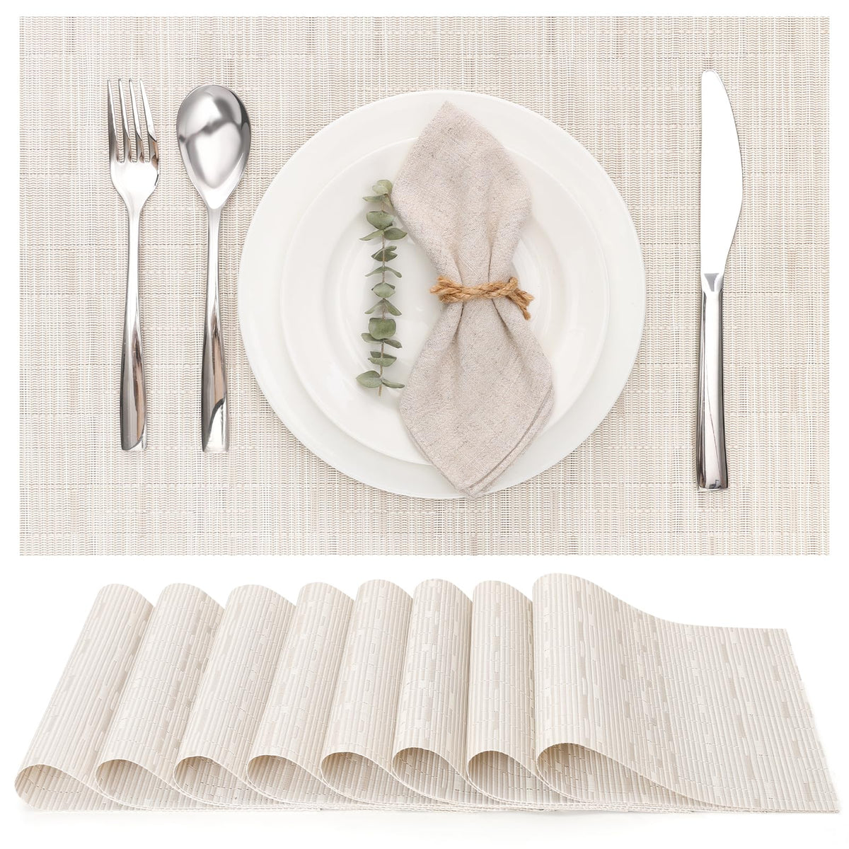 Myir JUN Black Placemats Set of 8 Kitchen and Dining Table Placemats