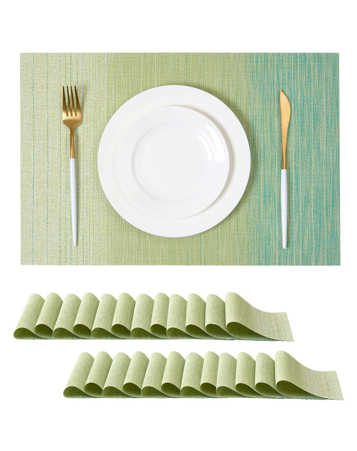 Beige White Placemats Set of 4 - Heat Resistant Non-Slip Place mats for Dining Table, Washable Durable PVC Vinyl Woven Table Mats(Beige White, 4)