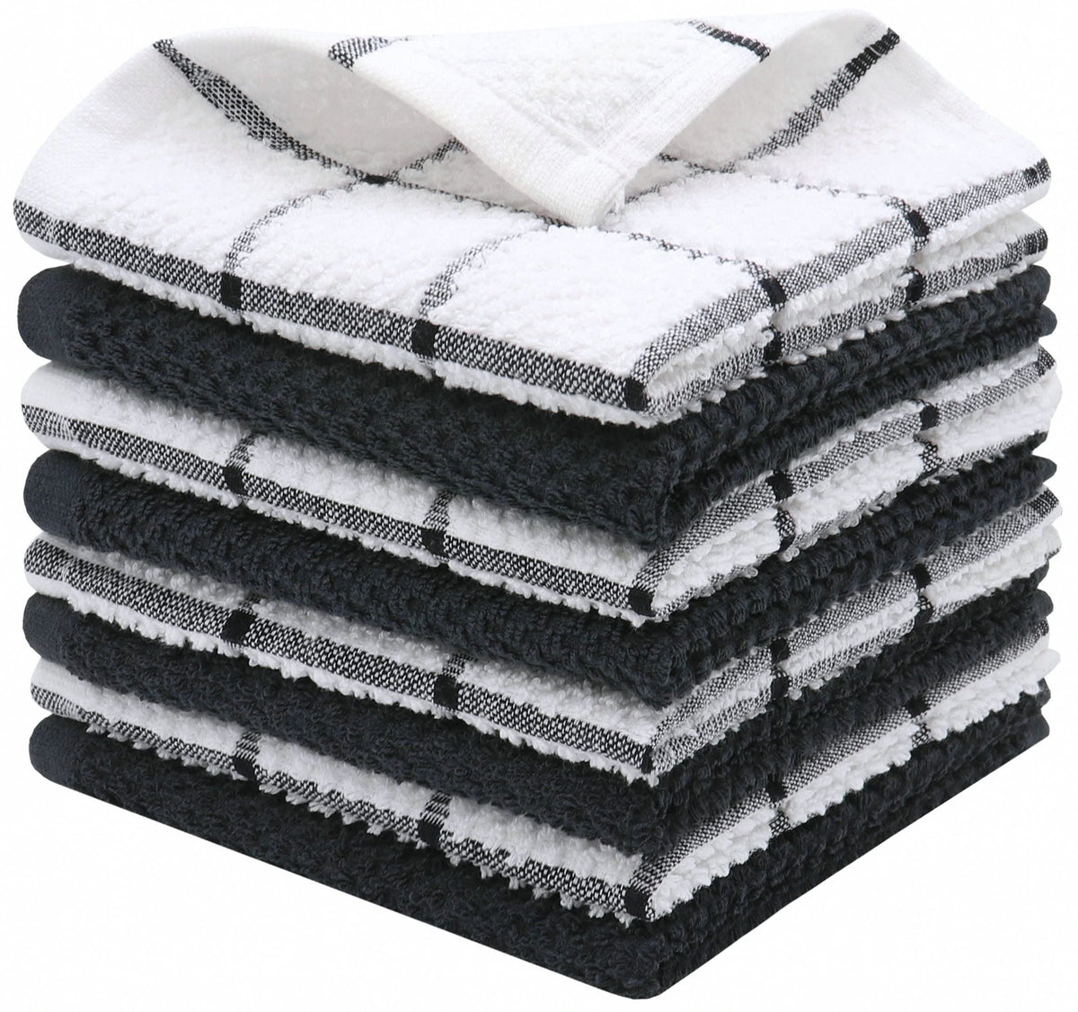 Cotton Dish Towels for Kitchen, Dish Rags, 12 x 12 Inches, 8pc, Grey