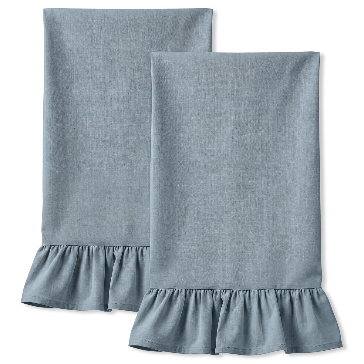 HunnmingRe 2 Pcs Green Gingham Kitchen Towels Cotton Ruffled