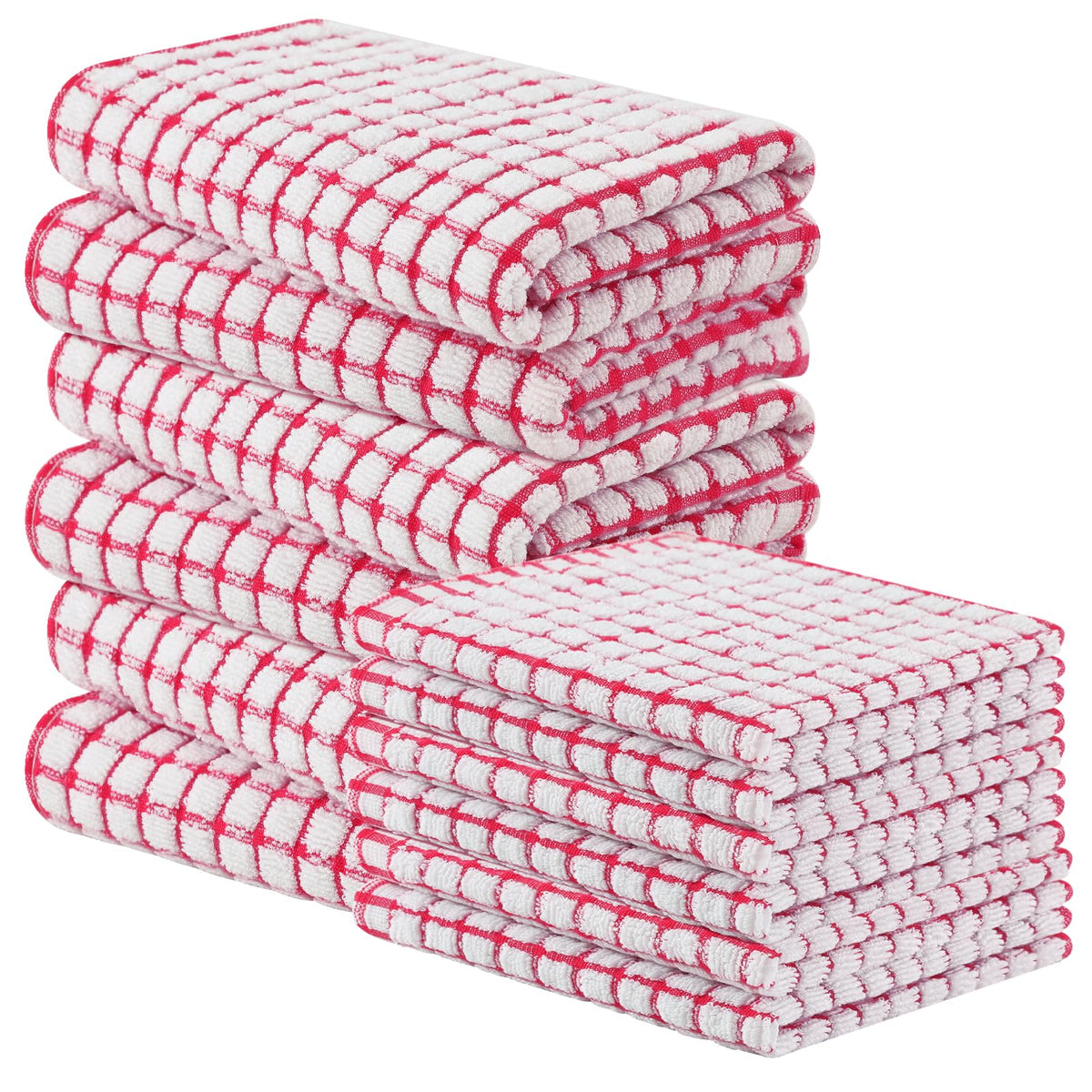 Homaxy Cotton Terry Kitchen Towels and Dishcloths Set of 8, Mixed Color