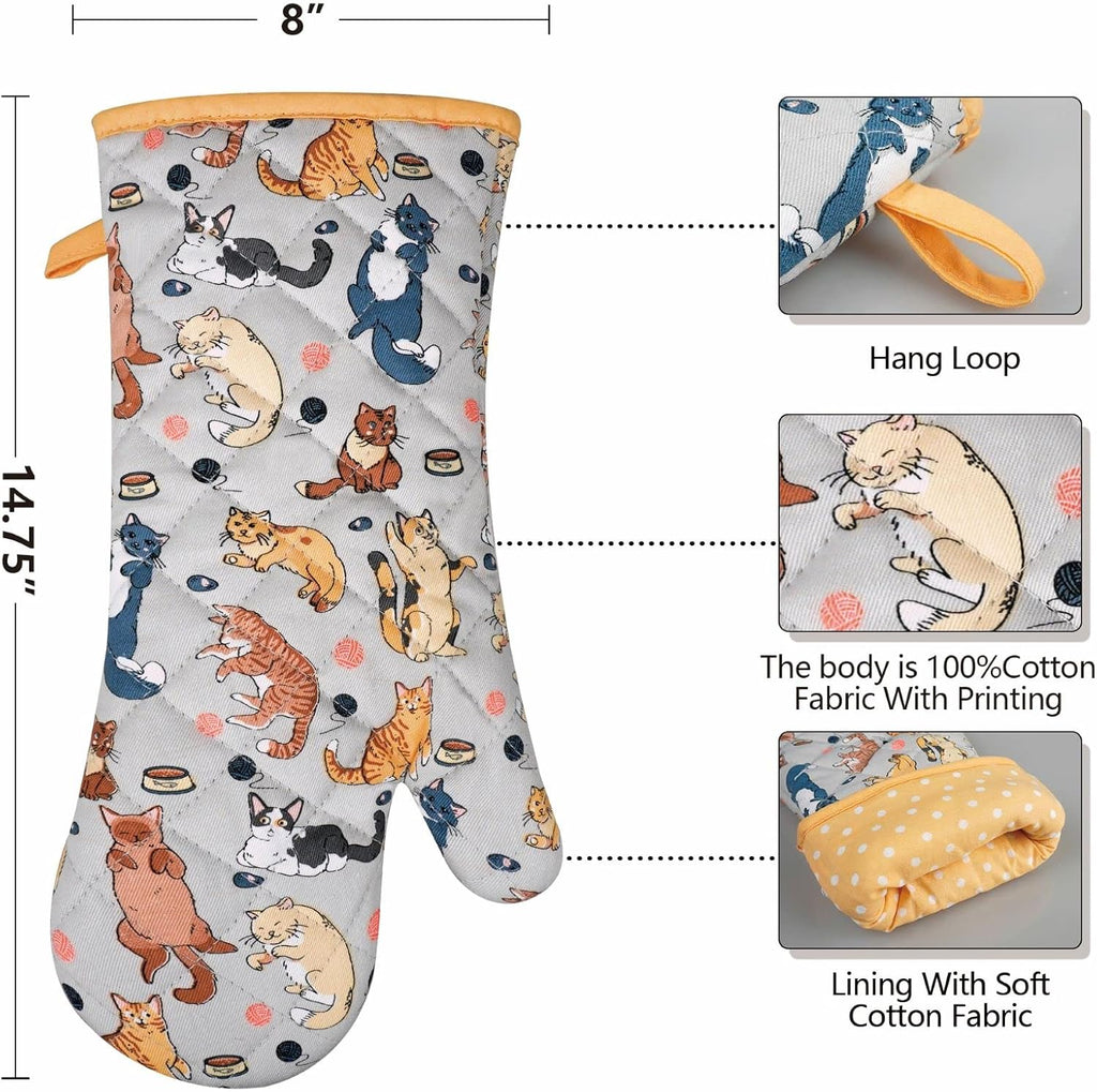 Oven Mitts Cotton Fashion Cute Cat Design 1pair