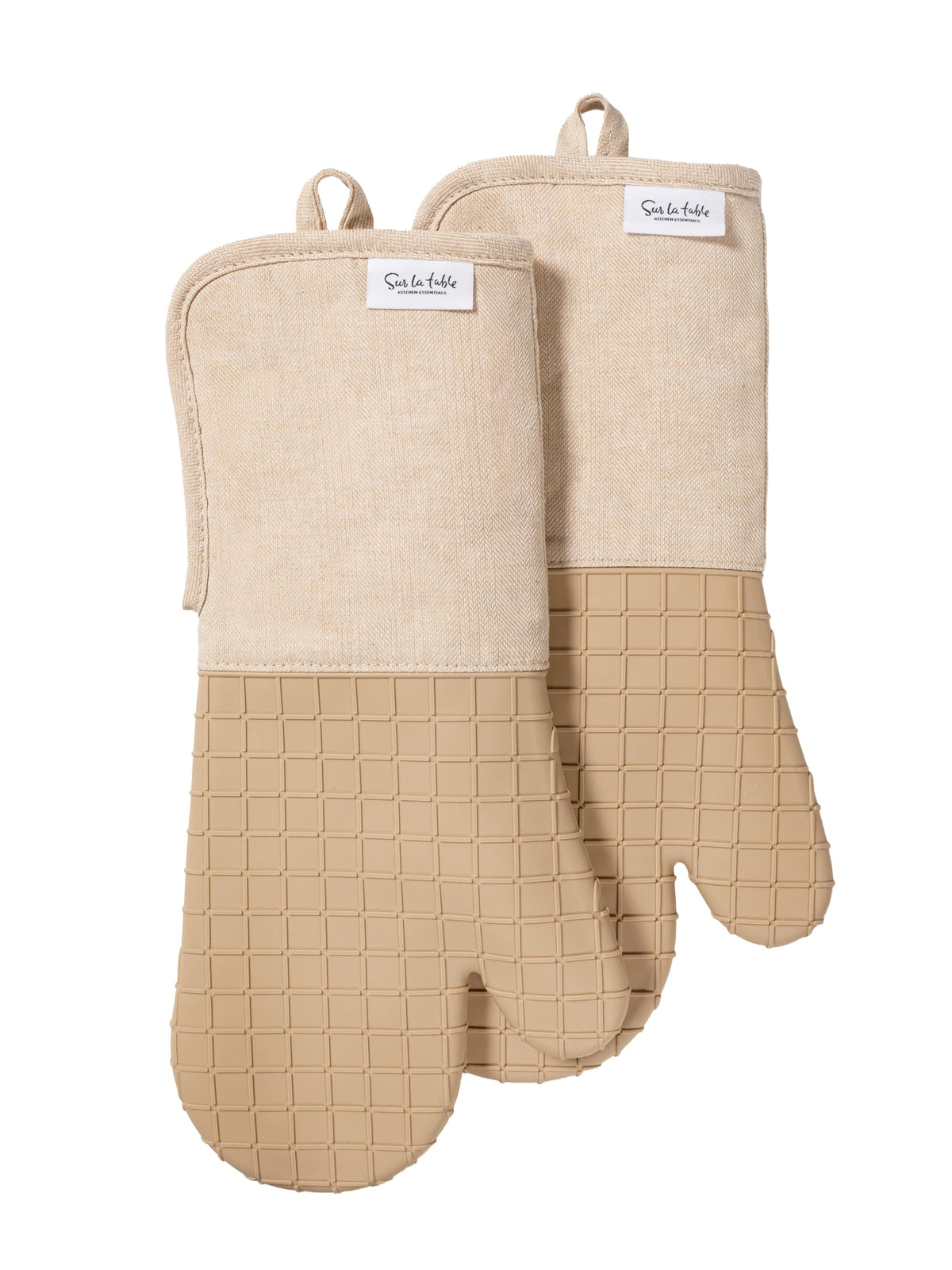 Sur La Table Kitchen Essentials Set of 2 Silicone Oven Mitts, Heat Resistant to 550°F (Green)