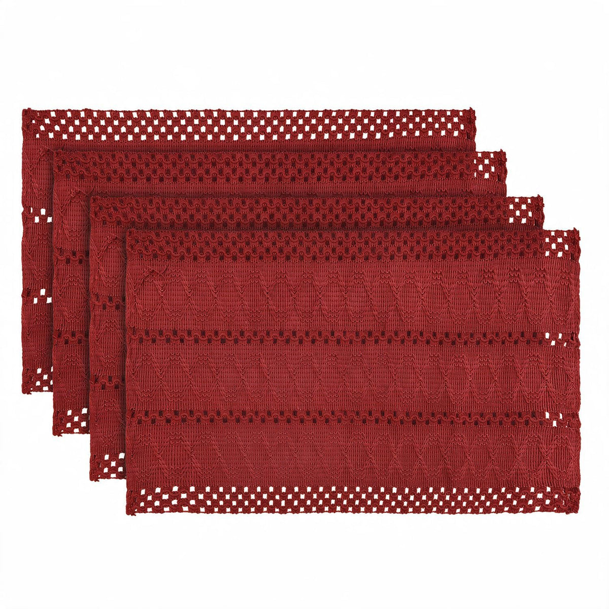 Artoid Mode Black Woven Rustic Hollow Placemats Set of 4-12x18 Inch