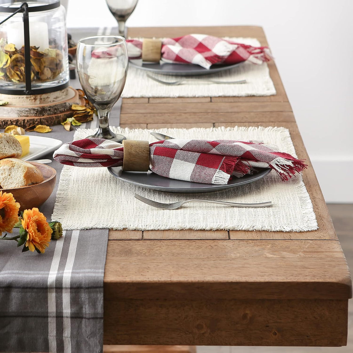 DII Linen Tabletop Collection Machine Washable, Placemat Set, 14.5x20.5, Cream, 4 Piece