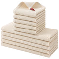 Kitinjoy 100% Cotton Kitchen Towels and Dishcloths Set, 8 Pack- Beige