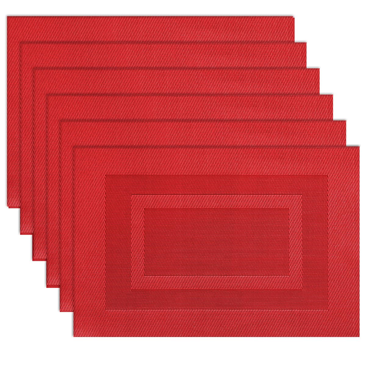 PIGCHCY Placemats,Washable Vinyl Woven Table Mats,Elegant Durable Placemats for Dining Table Set of 6 (Bamboo-Brown)