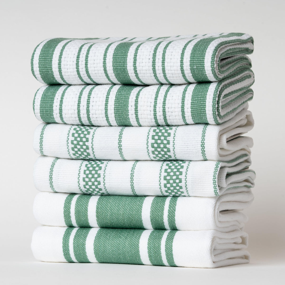 Kitchen Towels Set – Pack of 6 (20’’ x 30’’) Extra Large Premium Cotton Dish Towels for Kitchen – Chain Stripe Towels – Absorbent – 100% Cotton – with Hanging Loop – Beige