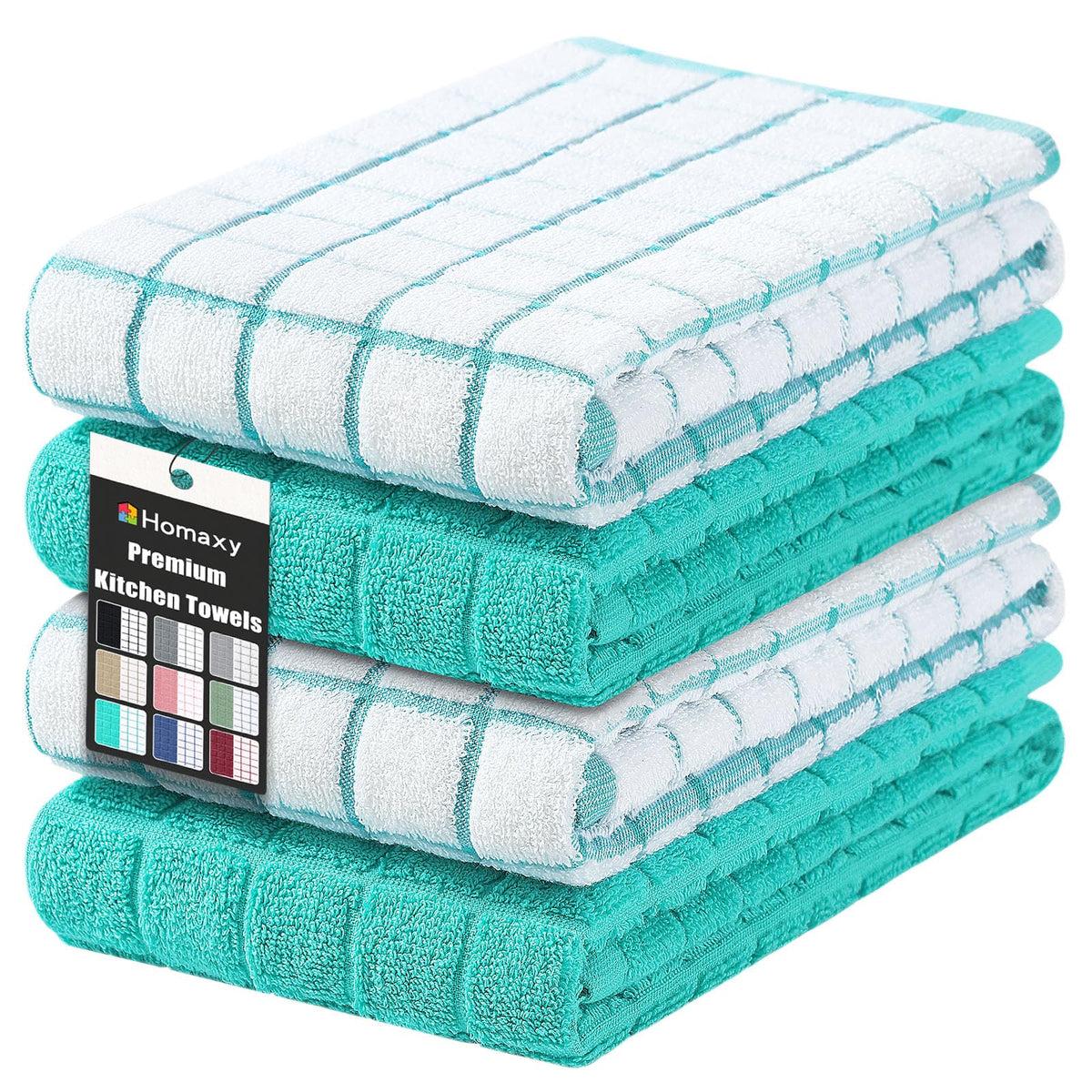 Homaxy Large Premium Cotton Kitchen Towels 16"x 28", 6 Pack, Grey
