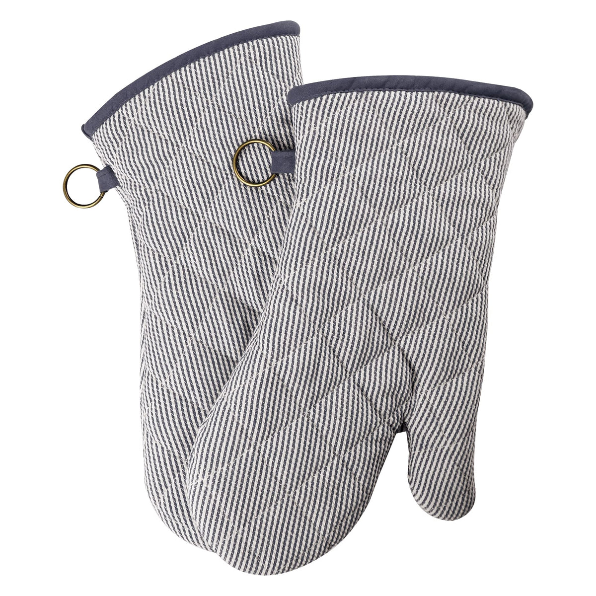Yarn Dyed Oven Mitts 1 Pair， 100% Cotton Heat Resistant 470 Degree