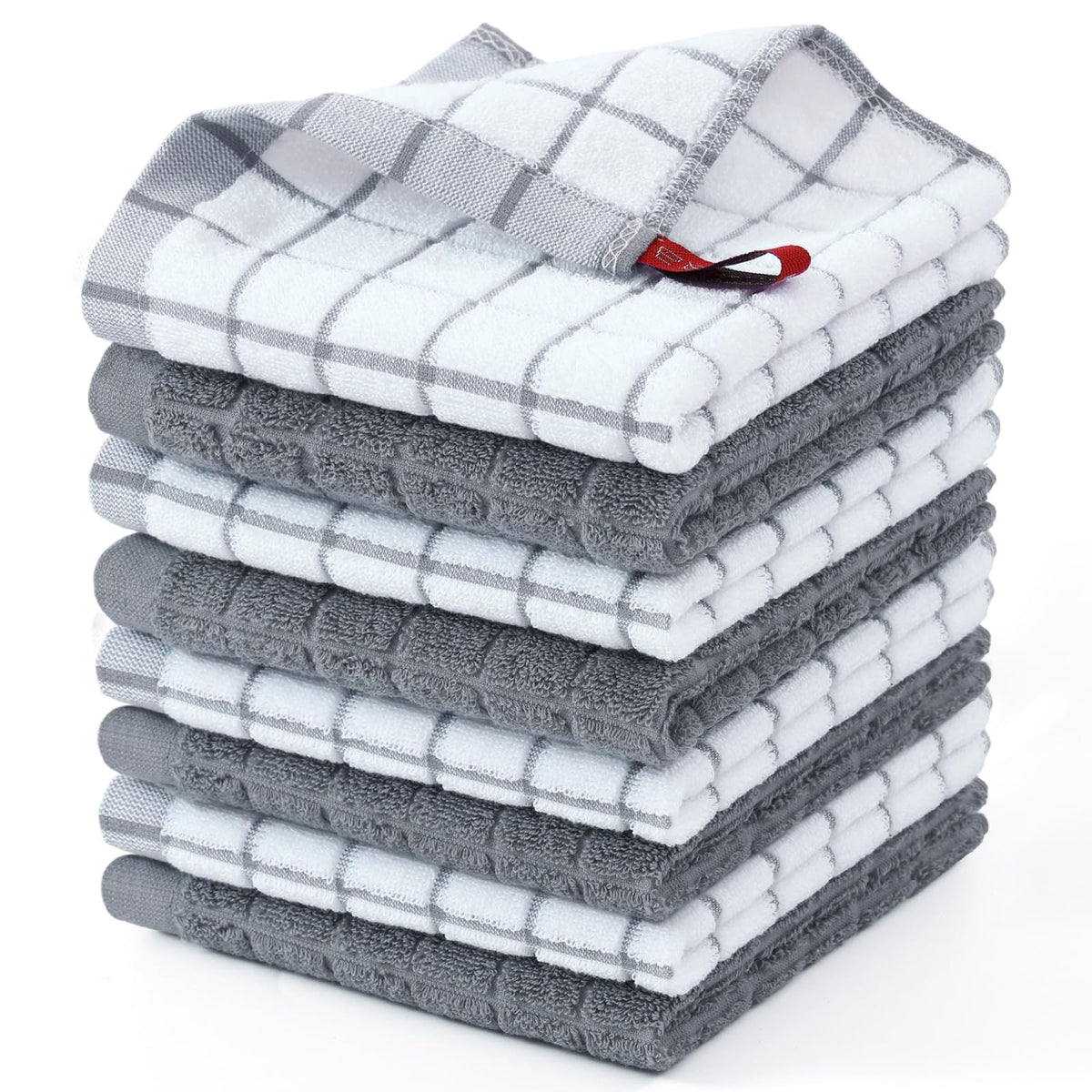 Homaxy Large Premium Cotton Kitchen Towels 16"x 28", 6 Pack, Grey