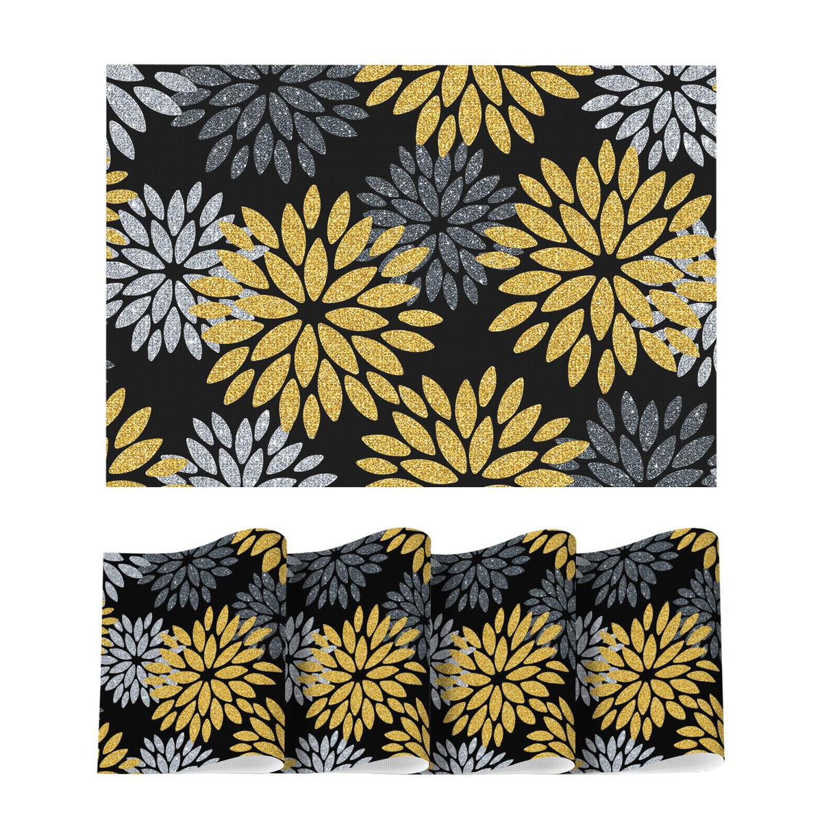 Artoid Mode Floral Vinyl Placemats Set of 4, 12x18 Inch Thanksgiving Washable Non-Slip Plastic Vinyl Place Mats for Party Kitchen Dining Decor, Olive Green