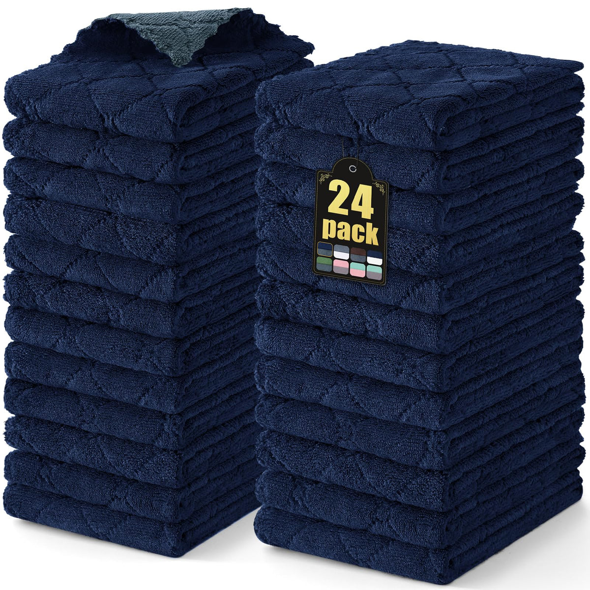 Mordimy 12 Pack Soft and Absorbent Kitchen Cloths, Dark Grey & White